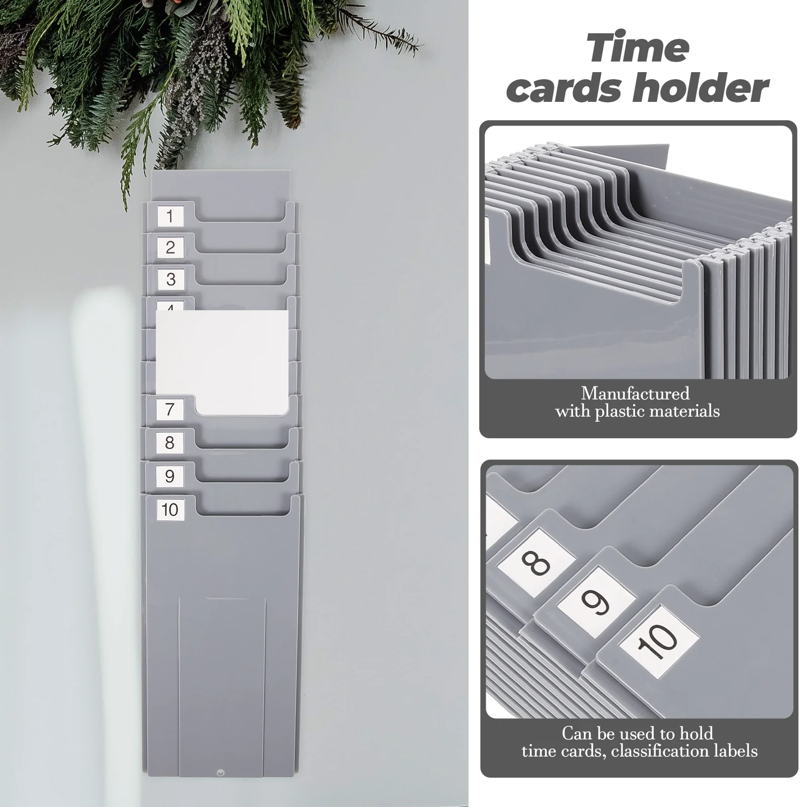

Multi-grid Plastic Holder Rack Office Home Use Sturdy Cards Organizer with Number Stickers Heavy Duty