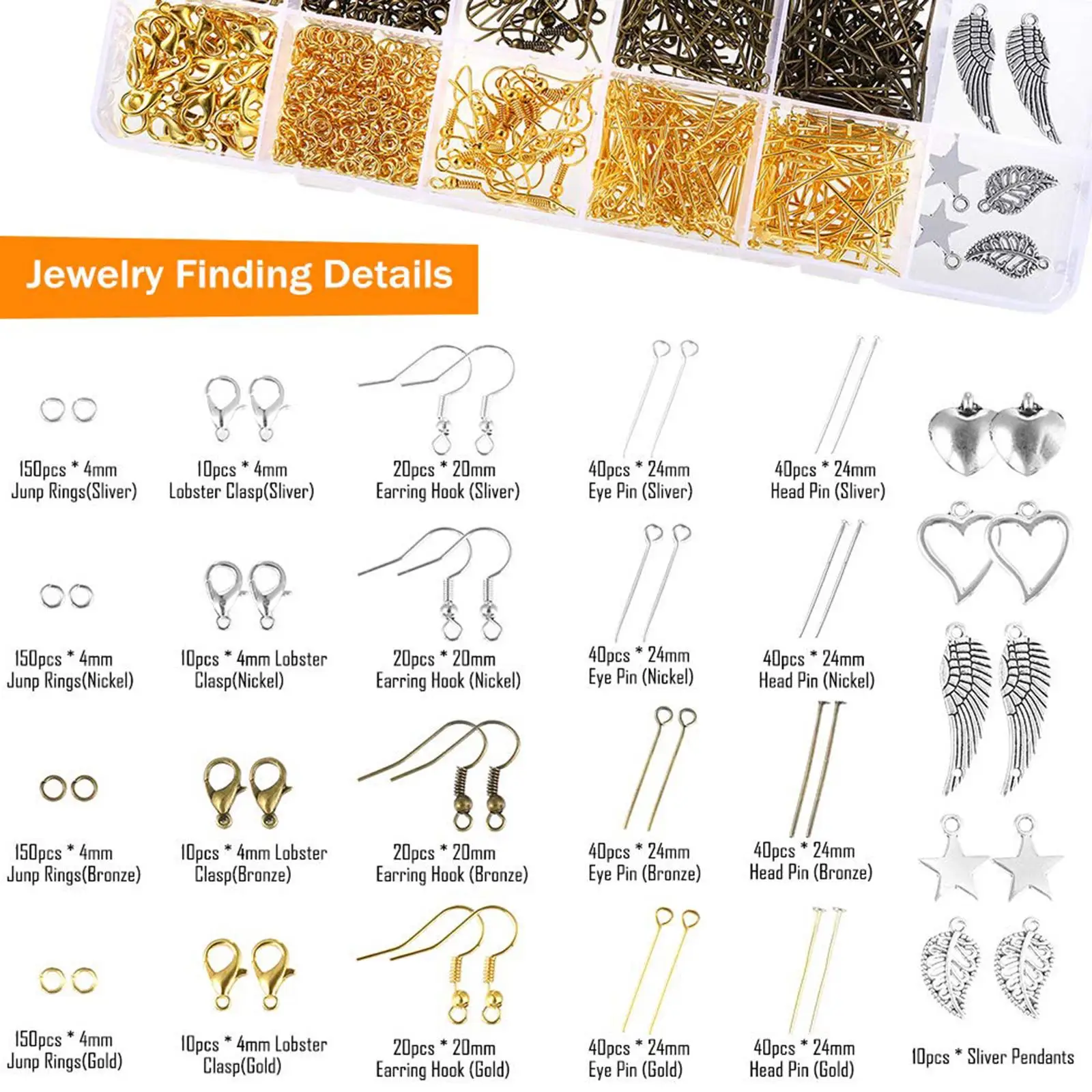 1116Pcs Jewelry Making Kit Finding Beading Tool for Earrings Bracelets