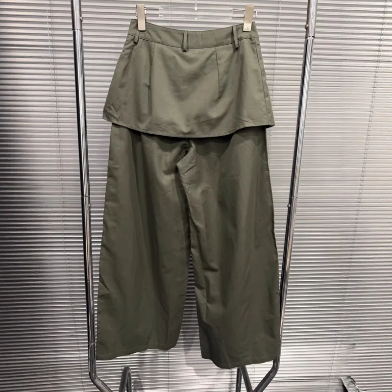ANJY Spring Autumn New Women American Style Patchwork Pockets Loose Stylish Wide Leg Casual Pants Trendy Straight Bottoms A22417