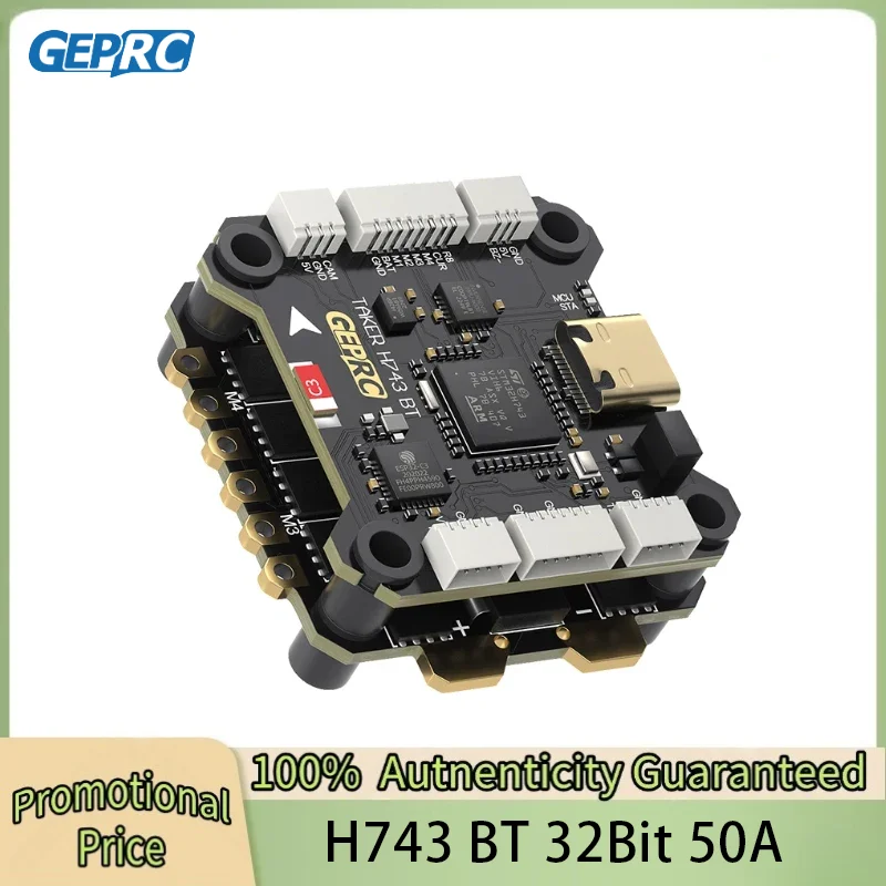 

GEPRC TAKER H743 BT 32Bit 50A Stack GEP-BL32 50A 96K 4IN1 ESC Dual Gyro Data Analyze Record Flight Barometer Racing FPV Drone