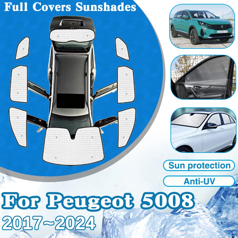 Auto Copertura Completa Tende Da Sole Per Peugeot 5008 P87 MK2 2017 ~ 2022 2023 2024 Parabrezza Finestra Anti-UV Protezione Solare Visiera Accessori