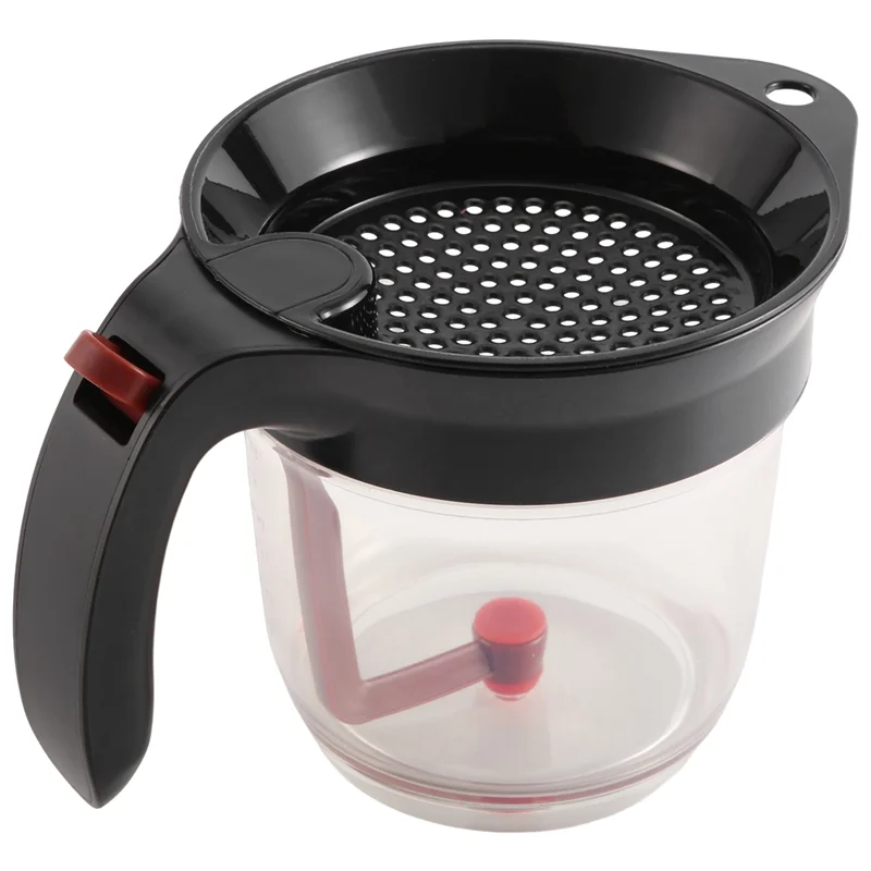 1000ML Oil Separator Measuring Cup and Strainer with Bottom Release for Sauces and Other Liquids with Oil Grease