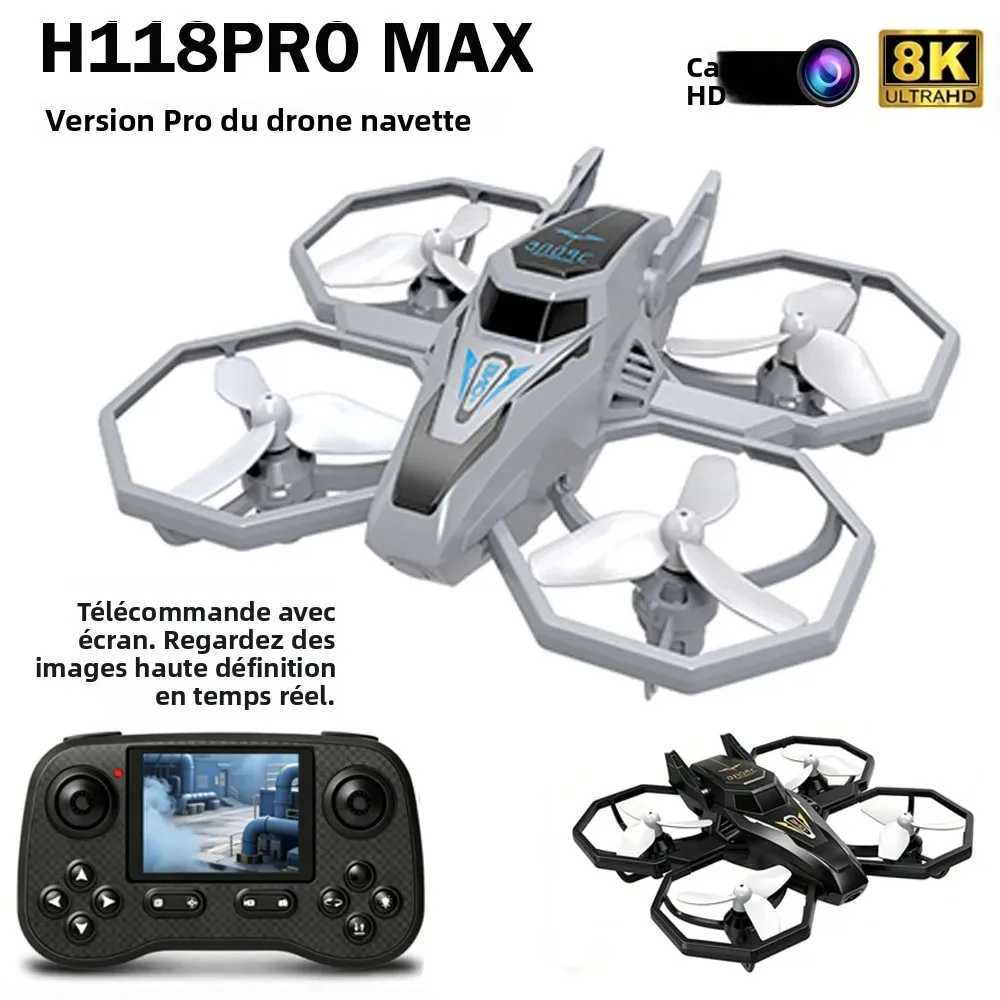 Drone professionnel H118Pro avec caméra HD 8K, éclairage nocturne, photographie aérienne, flux optique, écran intégré, jouet quadricoptère RC