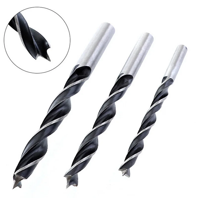 7pcs Tri-tip Woodworking Drill Bit Carbon Steel 6/8/10mm Drill Bit Limit Ring Set of Inclined Hole Locator Accessories Open Hole