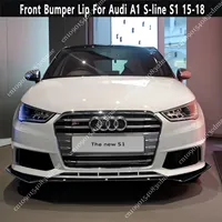 Gloss Black Front Bumper Lip Splitter Spoiler Retroft For Audi S1 8X 4-Door A1 S-Line 2015-2018 Lci Sportback Bodykits Tuning