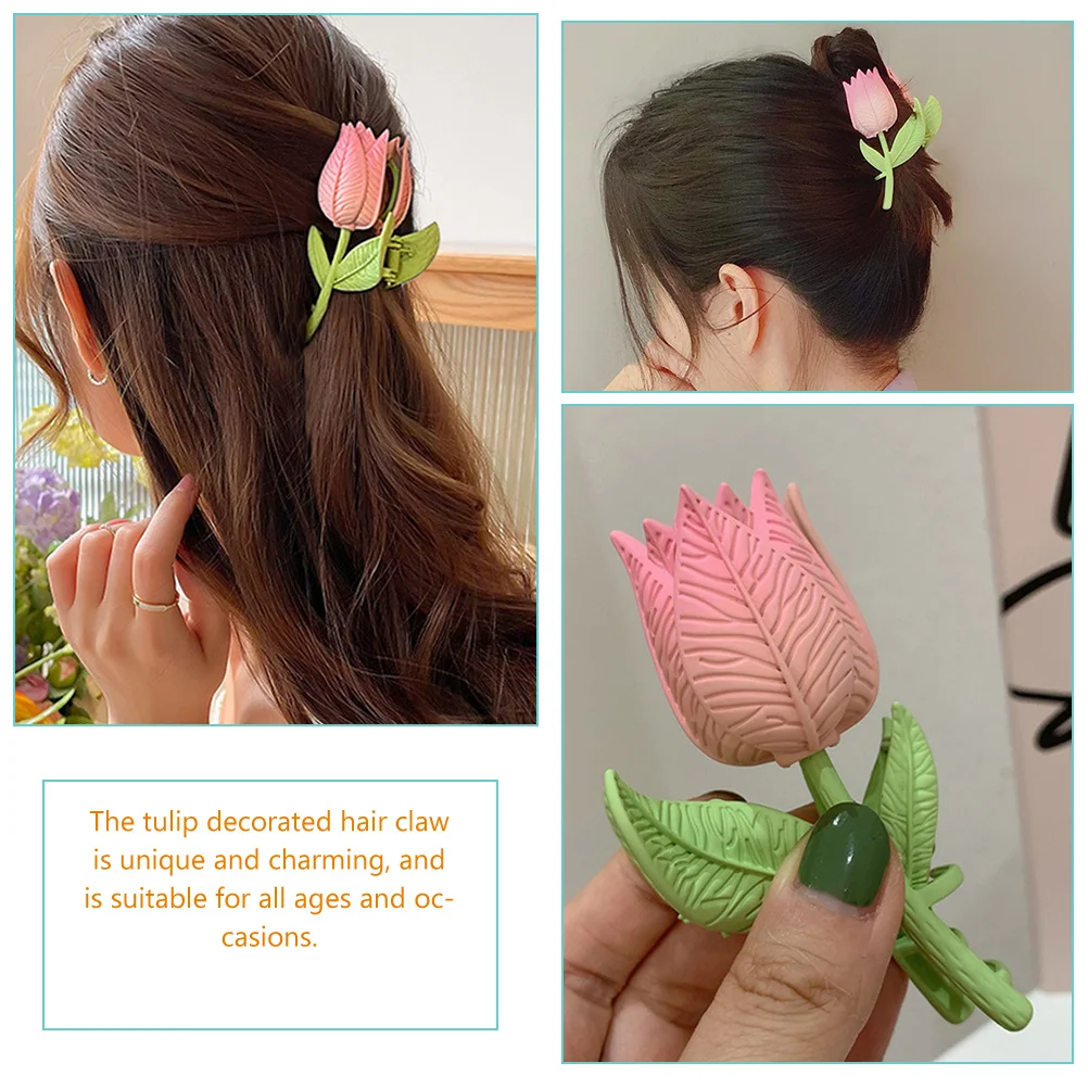 

Tulip Hair Clips Floral Decorative Claw Clips For Short Hair Plastic Hairpin for Women Girls Suitable All Ages Occasions