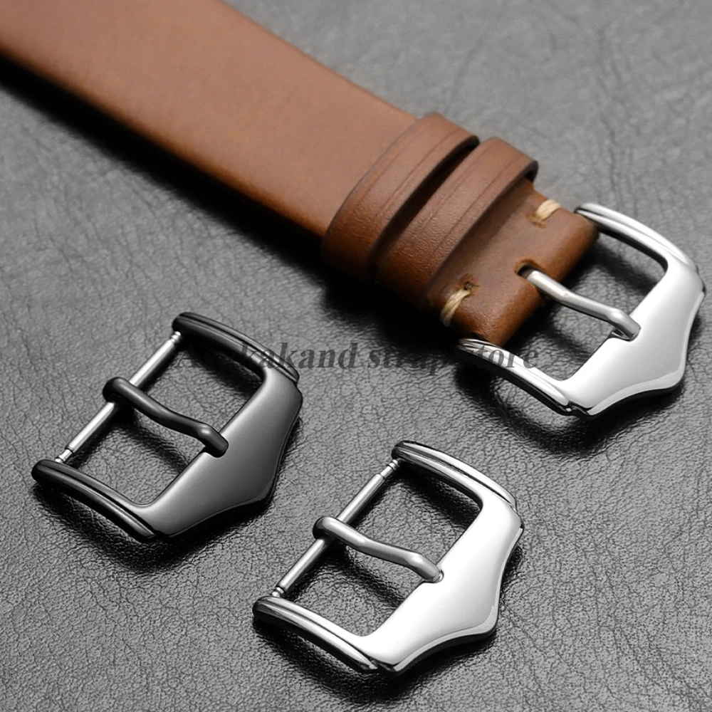 16mm 18mm 20mm Stainless Steel WatchBuckle Silver Black Polished Watch Clasps Replacement for Leather WatchStrap Watch Button