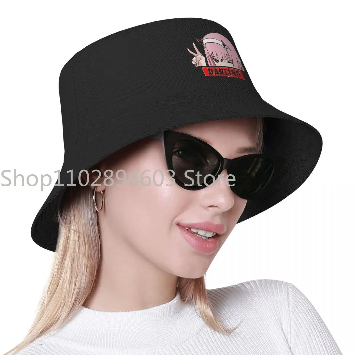 Homens e mulheres Zero Dois Darling In The Franxx Bob Hat Outfits, piquenique de primavera Headwear, Anime Girl Bucket Hat, Tampas de pesca para acampar