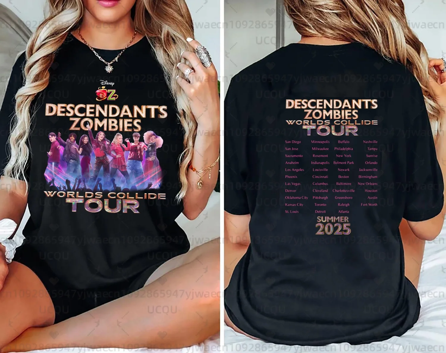 أحفاد الزومبي عوالم الاصطدام جولة صعود الأحمر شخصيات الصيف مهرجان الموسيقى 2025 الحفل تي شيرت رحلة عائلية