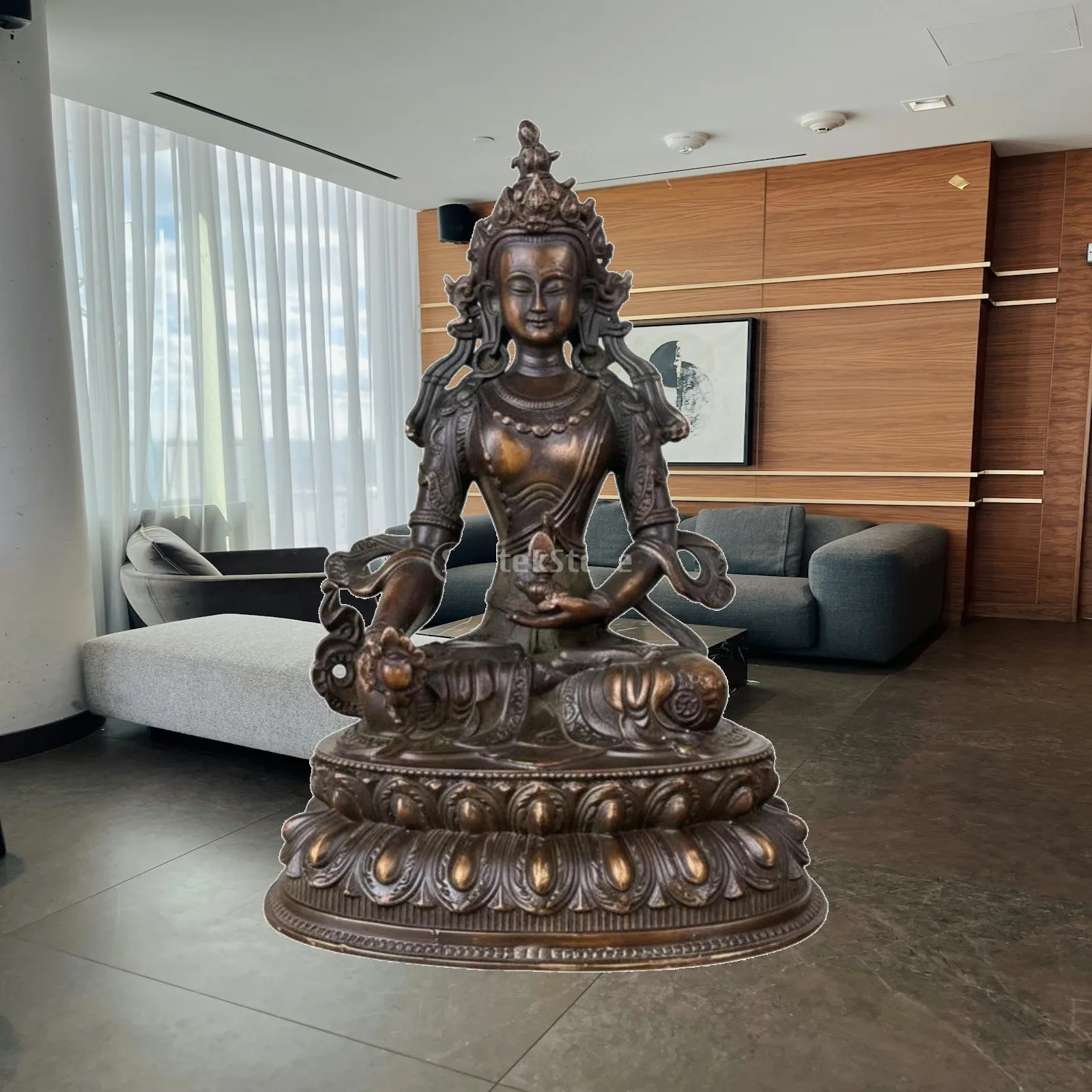 Luxury Buddha Sculpture for Altar Decor Aged Bronze Alloy Carving Hindu Krishna Style Art
