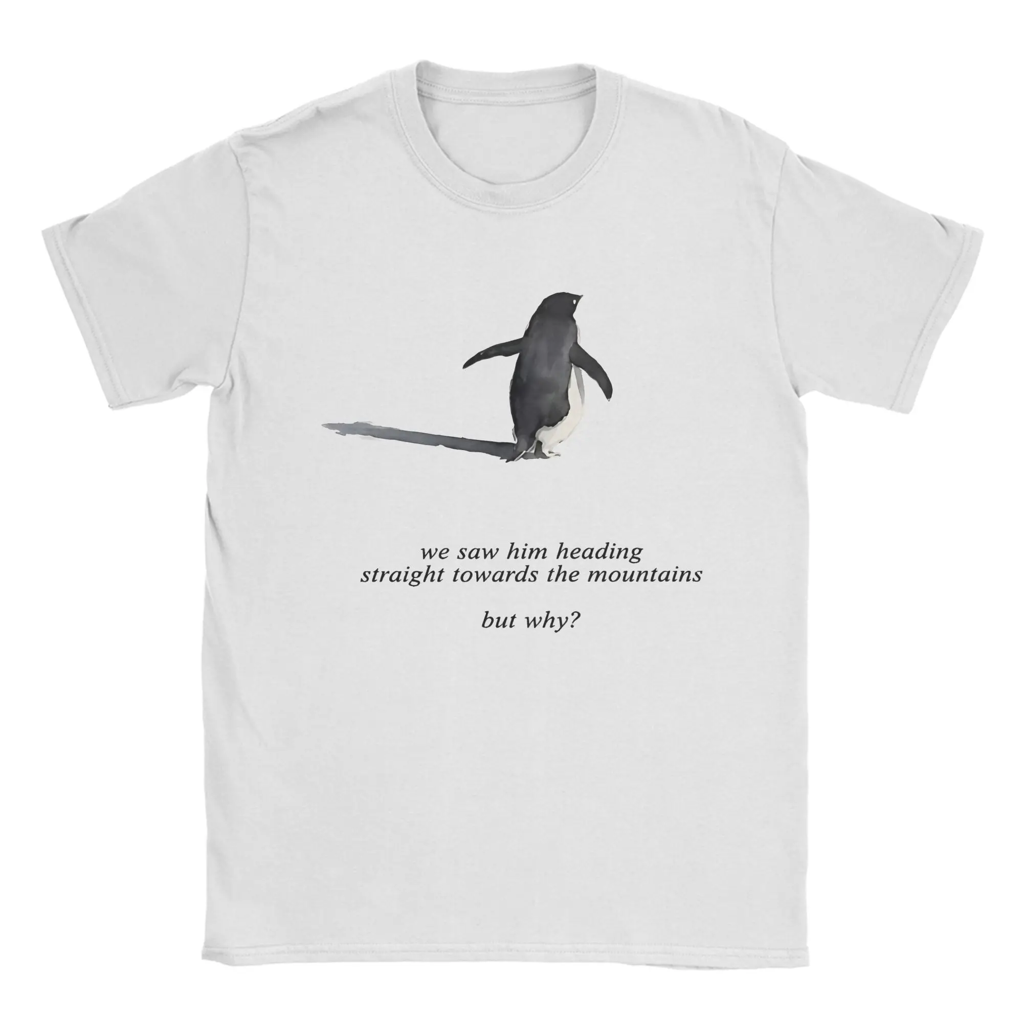 Streetwear T Shirt Summer Penguin Heading To Mountain - Nihilist Penguin Tee  T Shirts  Cotton Tshirt for Men Y2K Funny Top Tees
