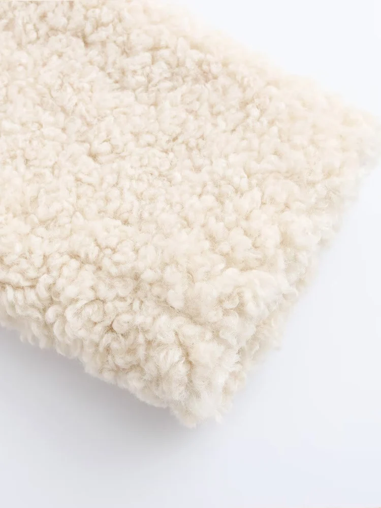 Cappotto/giacca da donna in stile europeo, alla moda e versatile, elegante, semplice, con risvolto in tinta unita, effetto pelliccia sintetica