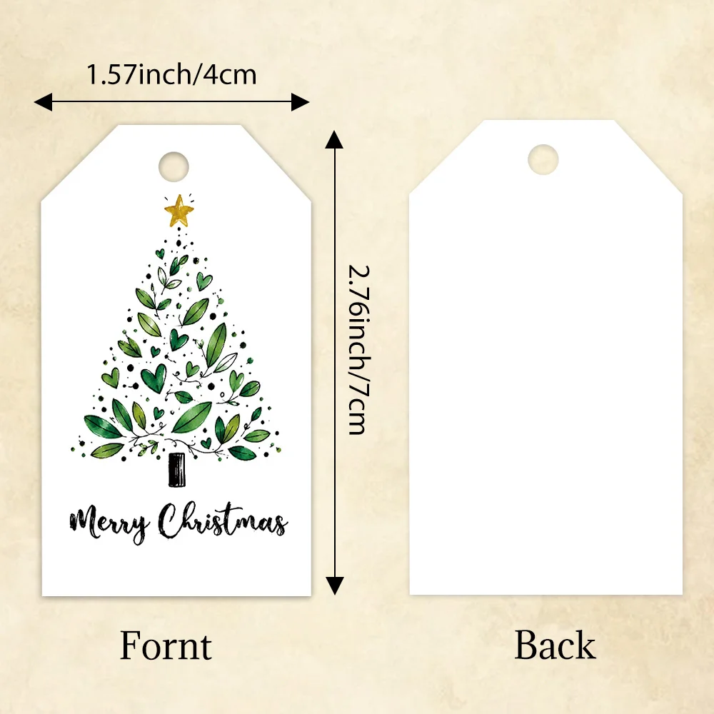 40pcs Gentle Watercolor INS Christmas Decorative Tags,Holiday Gift Labels,Party Decoration,Handmade Packaging Accents, Jute Rope