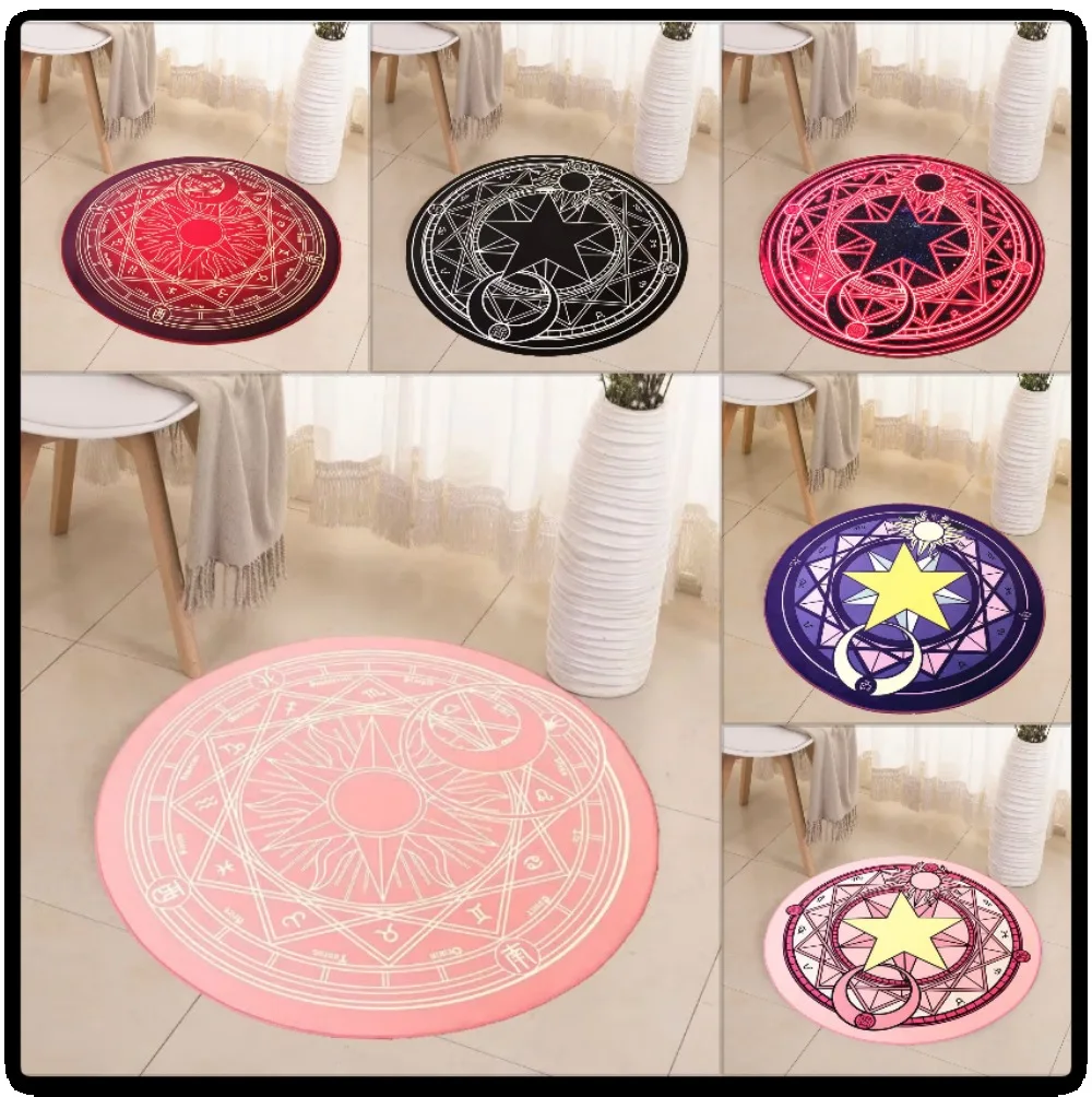 Kawai Magic Array Round Rug for Girls Room Living Room Sofa Rug Bedroom Rug Coffee Table Floor Mat Gifts Computer Chair Mat