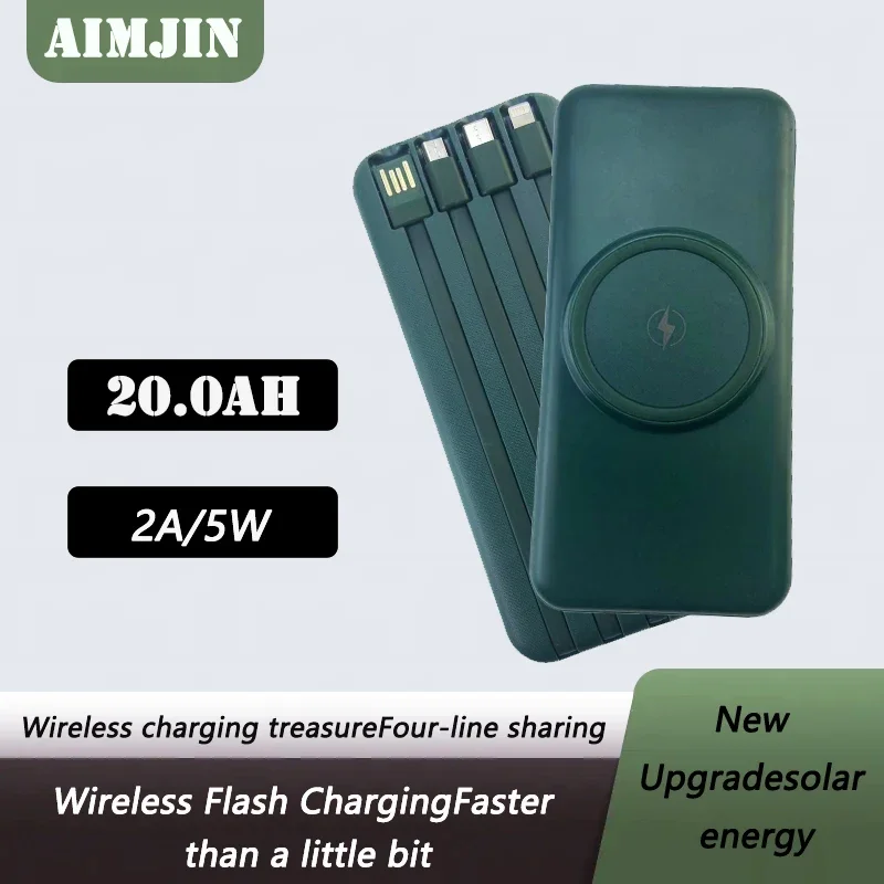 200000mAh 22.5W Magnetic Power Bank Hihg Capacity External Battery Wireless Fast Charger with Portable Stand for Xiaomi IPhone