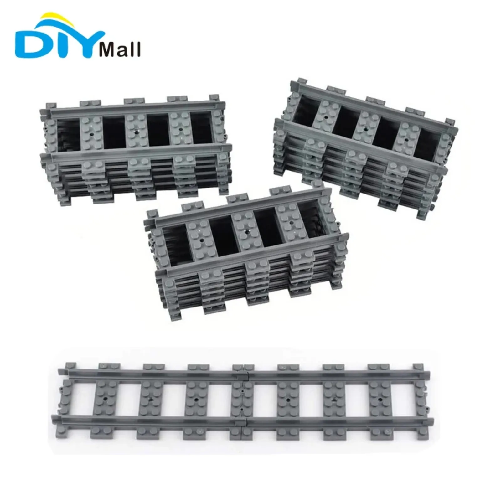 18PCS Straight Train Tracks for City Railway Building Toys, Compatible with Robot Programming System