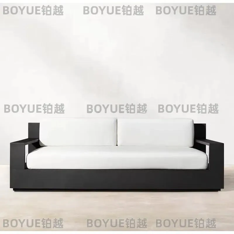 Modern Aluminum Outdoor Sofa Set All Weather Garden Patio Furniture Poolside Lounge Chair Loveseat for Backyard Deck