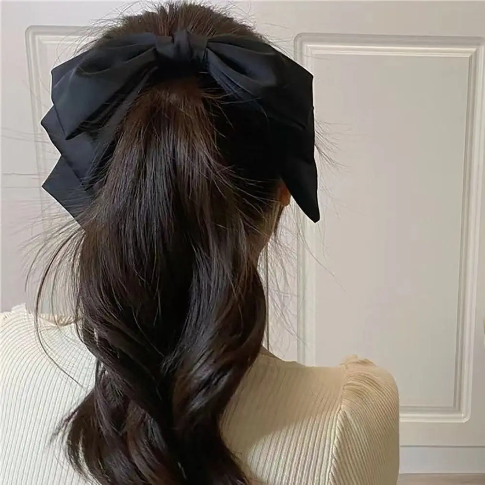 Fashion Big Satin Hair Clip Hair Bows Girl Women Solid Red Black Multi Layer Hair Korean Fashion Pinches for Hair Accessories