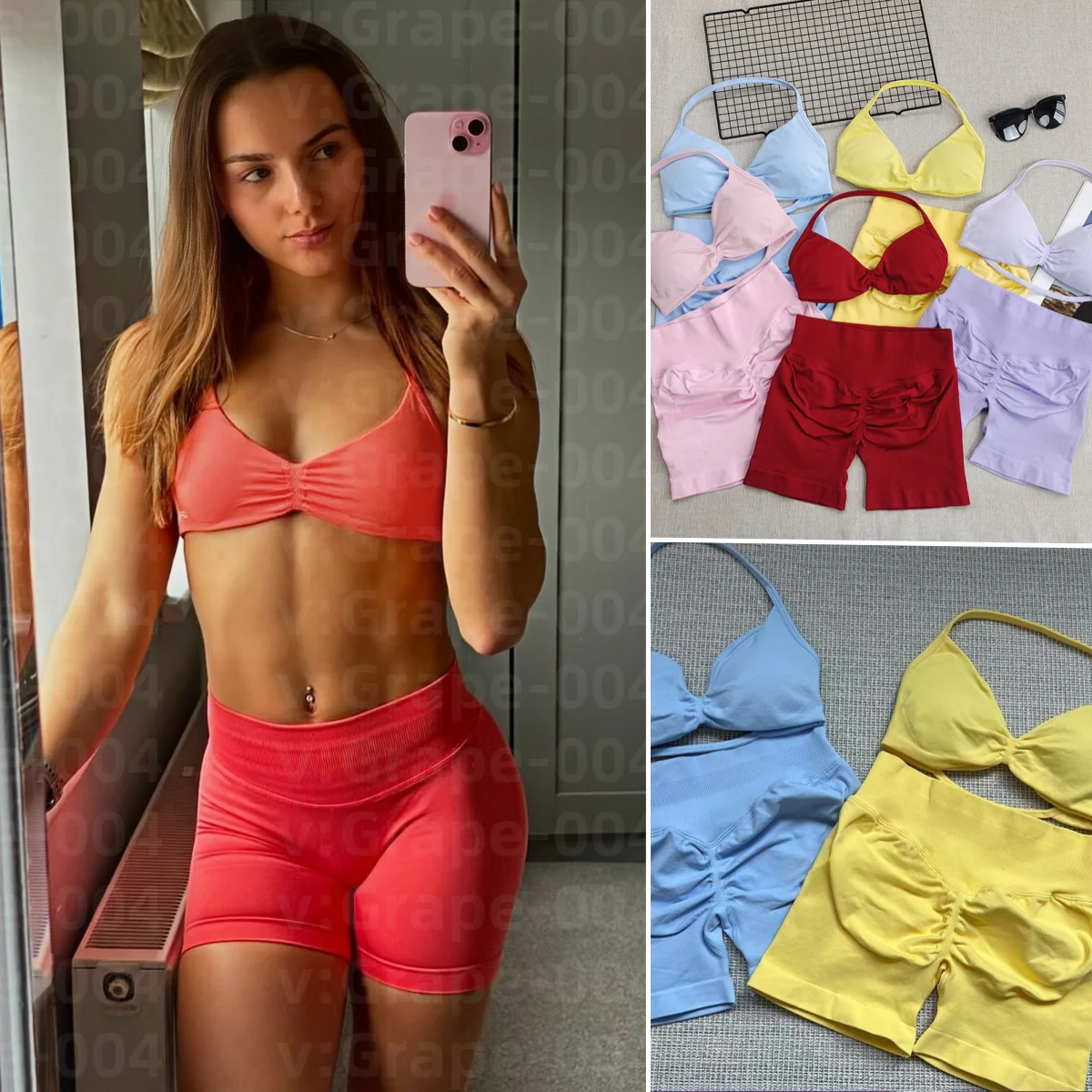 

Высокоэластичные популярные шорты, бесшовные подтяжки бедер, бесшовный комплект для занятий йогой, компрессия живота для йоги, шорты для бега, комплект с бюстгальтером