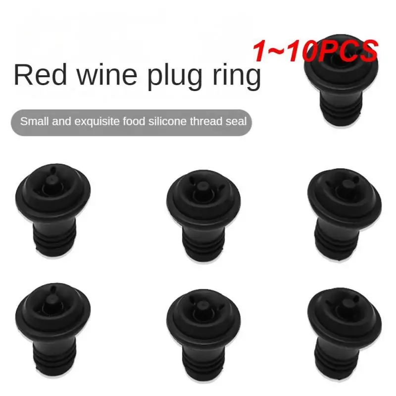 1~10PCS Home Vacuum Wine Saver Black Wine Bottle Plugs Rubber Wine Stopper Vacuum Suction Bottle Stopper Wine Drinks Bottle Caps