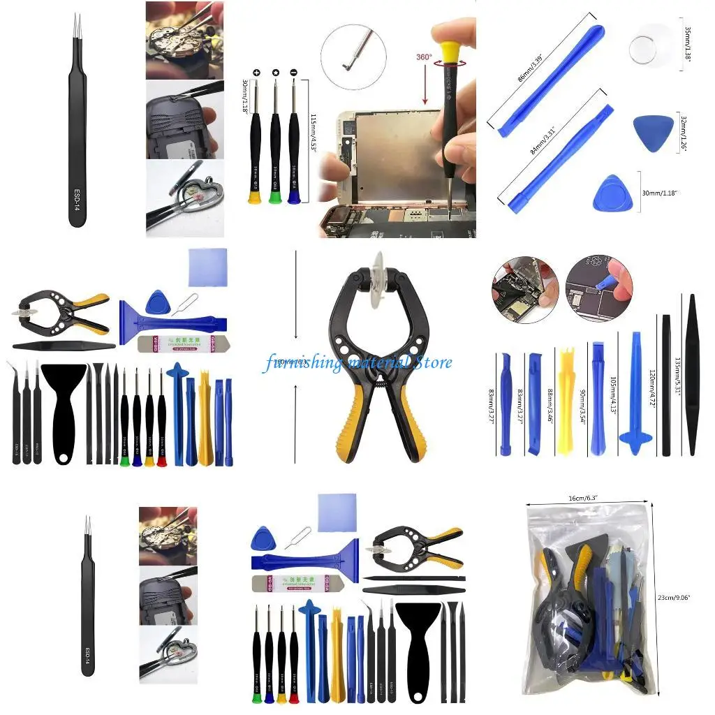 

Y5GD Phone Repair Tool Kits with Spudger Tweezers Opener Pliers Pry Tool Screwdriver