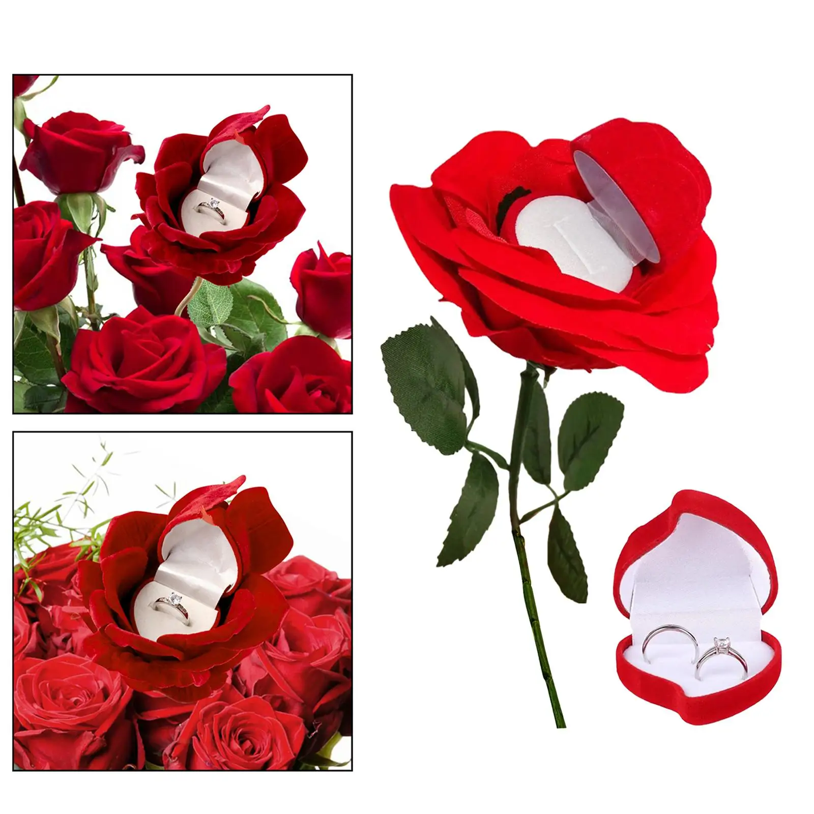 Rose Ring Box Proposal Ring Case Portable Jewelry Box Creative Valentine's Day Gifts Engagement Ring Box for Ceremony Wedding