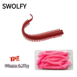 MUKUN 30Pcs TPE 80mm 0.75g Saltwater Fishing Earthworm Lure Millipede Simulation Soft Bait Sea Fishing Insect Bait