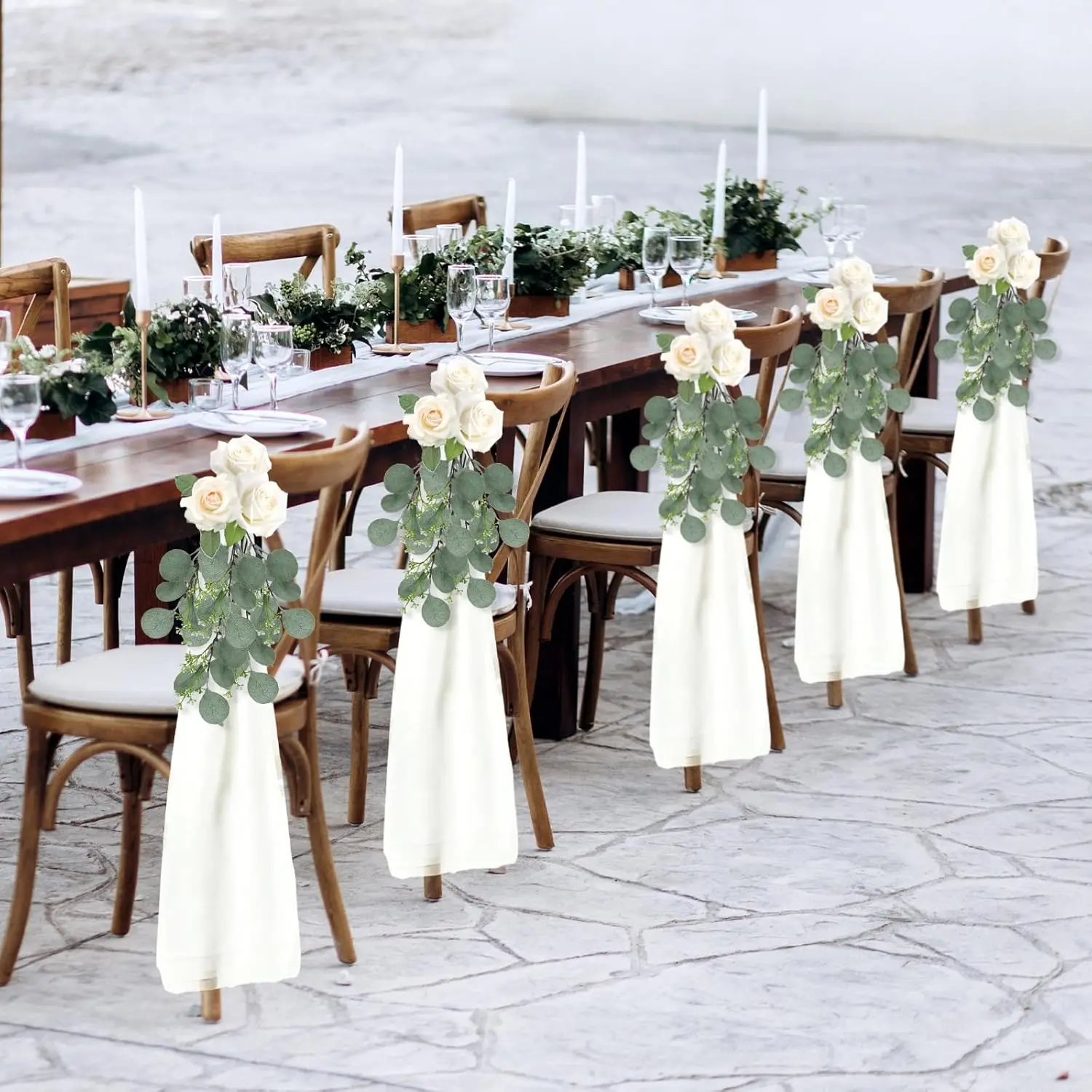 12-48Pcs Chair Sashes for Wedding Chair Covers Chiffon Chair Bow Sashes Chair Ribbons for Party Ceremony Church Chair Decoration