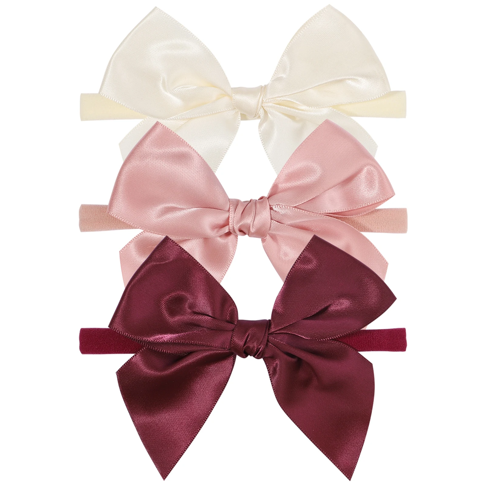 3Pcs Baby Bows Headband Nylon Satin Hair Bands for Cute Girls Hairbands Newborn Toddler Headwear Kids Hair Accessories Wholesale