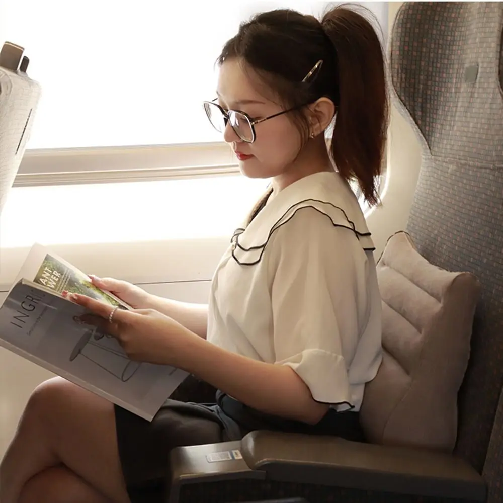 Press Type Inflatable Waist Pillow Thickened Portable Wedge Lumbar Cushion with Storage Bag Quick Inflation