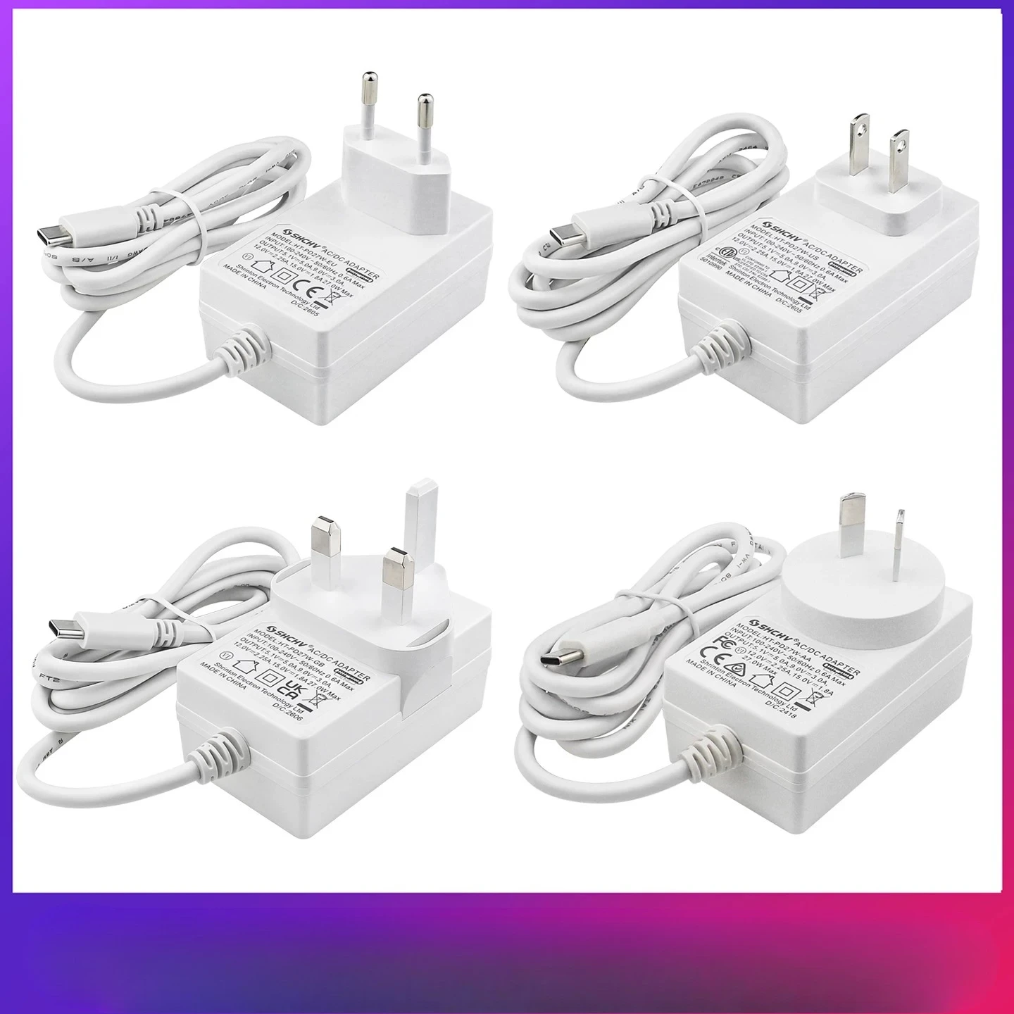 Suitable for Raspberry Pi 5th generation power adapter USB-C port 27W 5.1V 5A PD cable length 1.2 meters