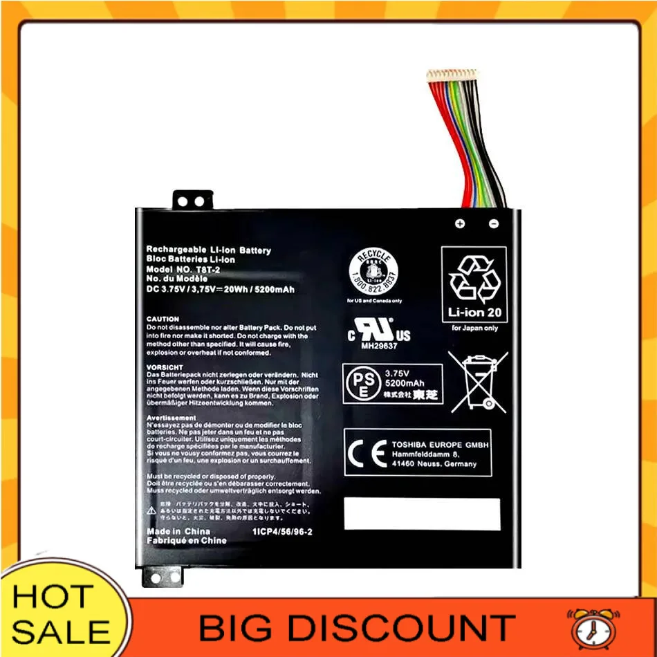 

5200 мАч стабильный для Toshiba Satellite Click Mini L9W-B A000381560, T10TC, T8T-2 3,75 В 20 Втч долговечный аккумулятор для мобильного телефона