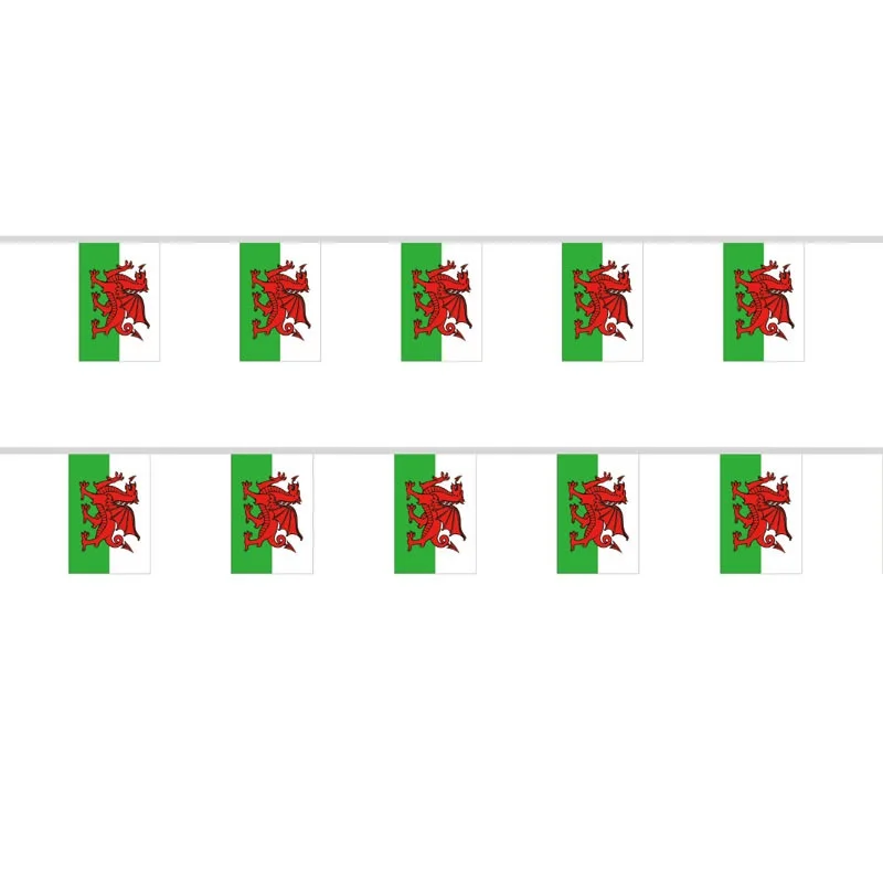 20Pcs Flags One String Hang On One Rope Wales Buntings 14*21cm Stream BannerString Cymru Banner Flags Wholesale