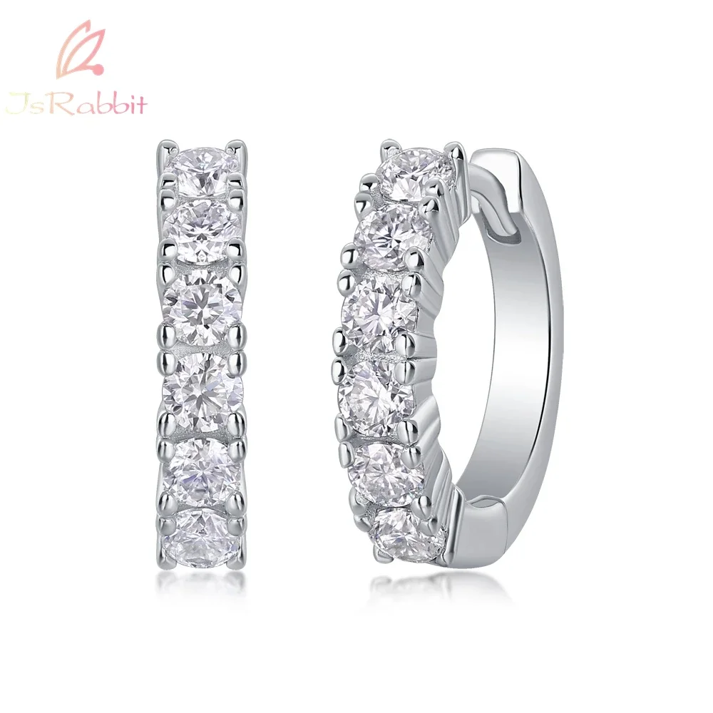 IsRabbit 18K Gold Plated New 925 Sterling Silver All GRA Moissanite Diamond Hoop Earrings for Women Engagement Gift Fine Jewelry