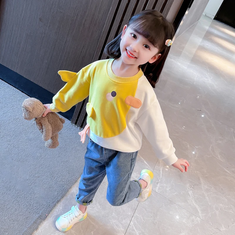 Cartoon Bear Children's Spring Autumn Sweater Long Sleeve T-Shirts for Girls 2022 New Warm Winter Boys' Coats Cheap Ducklings