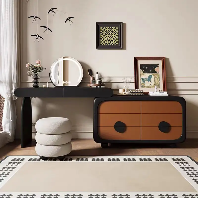 

Dresser small apartment with lamp bedroom 2025 new dressing mirror integrated light luxury high-end mirror