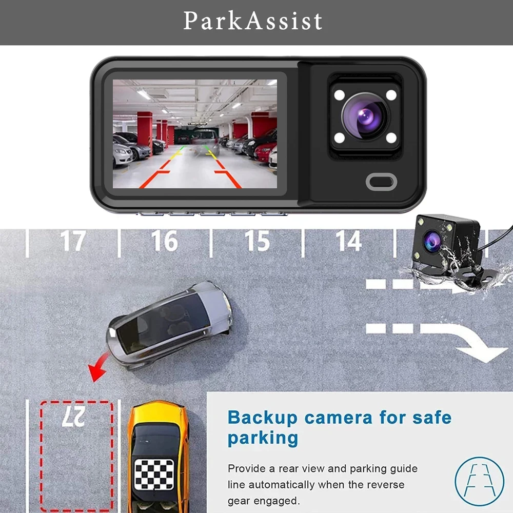 3 Lens 1080P Car Dvr Cabin Mini Dash Cam Interior Vehicle Three Way Channel Camera Recorder Video Registrator Dashcam Camcorder image 5