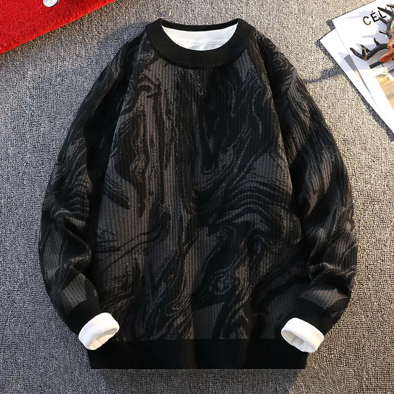 

Trendy Design Pattern Knitted Sweater Autumn Winter Thick Men's Christmas Sweater 2025 Thick Warm Men's Base Sweater