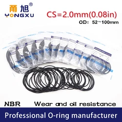 10PCS/Lot Black NBR Sealing O-Ring CS2mm OD52/54/55/56/5860/62/65/68/70/75/78/80/85/90/92/95/100*2mm Rubber Gasket Rings Washer