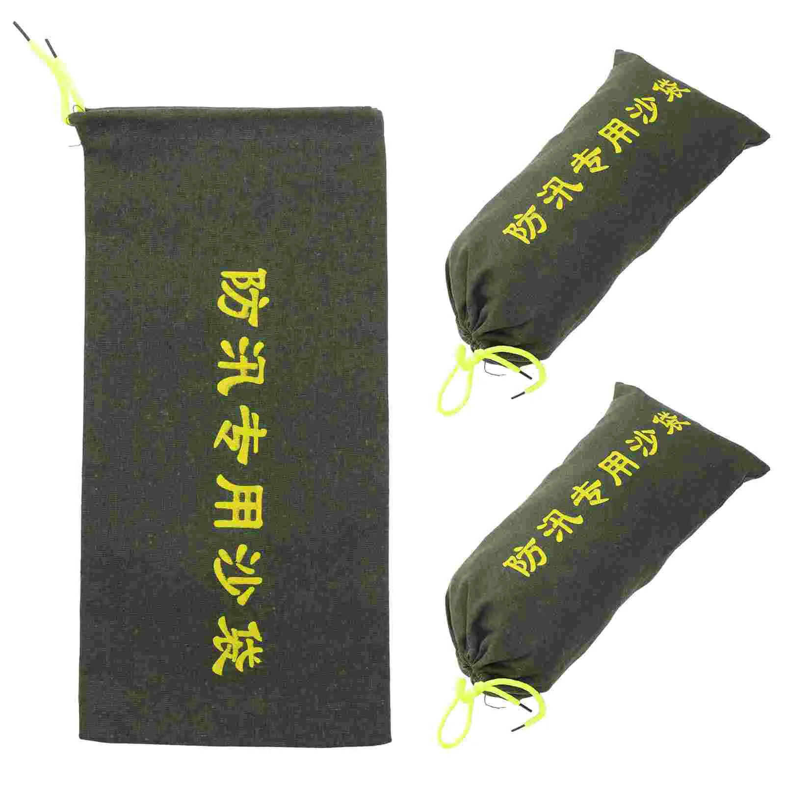 3 Pcs Flood Control Water Barriers for Flooding Sandbag Drawstring Small Sandbags Canvas Door Workout Weight