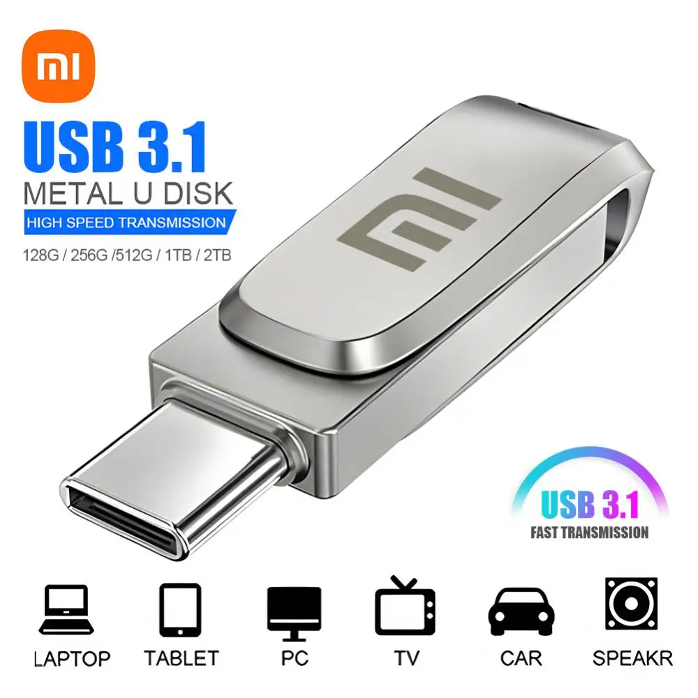 Original Xiaomi Pen Drive 2 TB USB 3.0 Flash Metal Drive 1TB Large Capacity High-Speed Transfer Storage Waterproof Memory U Disk