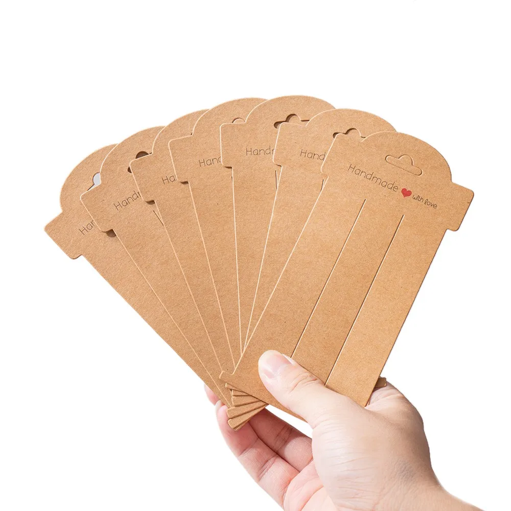 20Pcs 8x16cm Hair Clips Jewelry Display Cardboard Blank Kraft Paper Card Hairclip Price Tag For Small Businesses Packaging