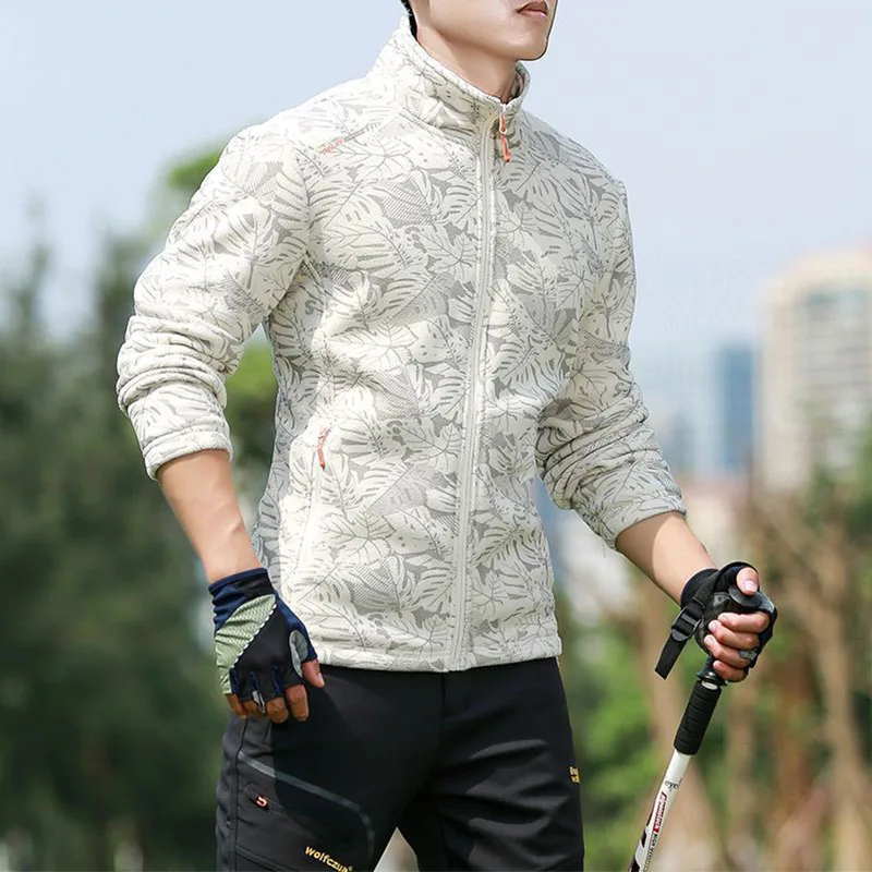 Manteaux polaires pour hommes, automne et hiver, col montant pour l'extérieur, poches imprimées, fermeture éclair, Cardigan épais et chaud, vestes, hauts JJ679