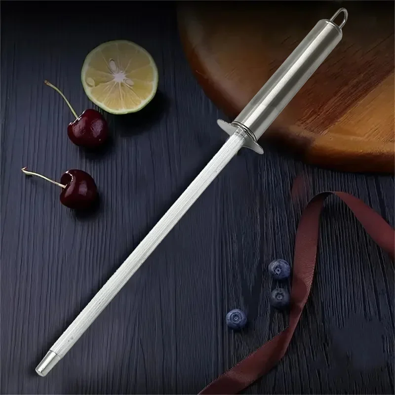 Knife Sharpening Rod 11Inch Kitchen Honing Steel Knife Sharpening Carbon Steel Durable Stainless Steel Knife Sharpener