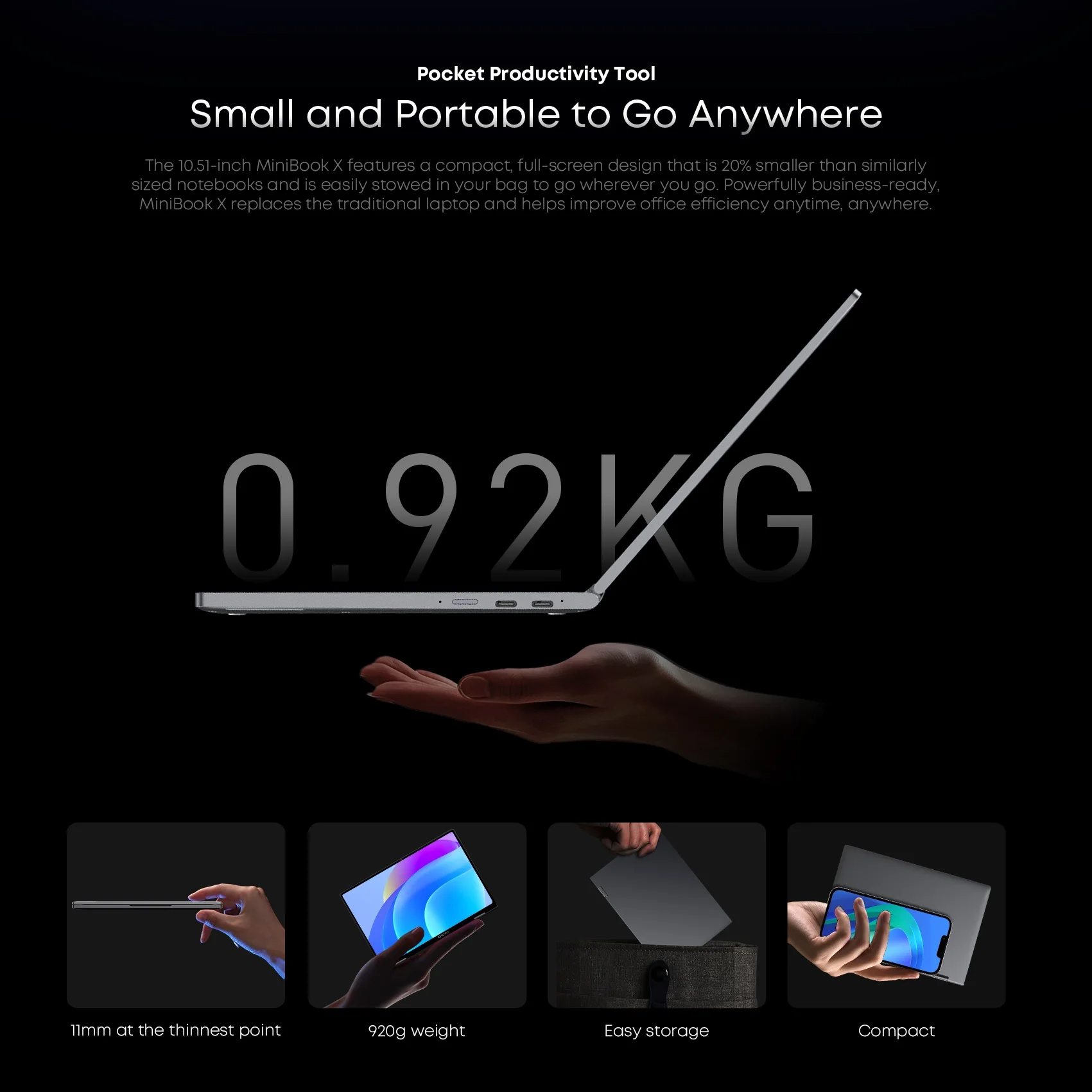 CHUWI 미니북 X N150 노트북 10.51인치 16GB/12GB 램 512GB SSD 2-in-1 요가 모드 인텔 윈도우 11 노트북 360 °   플립형 와이파이 6