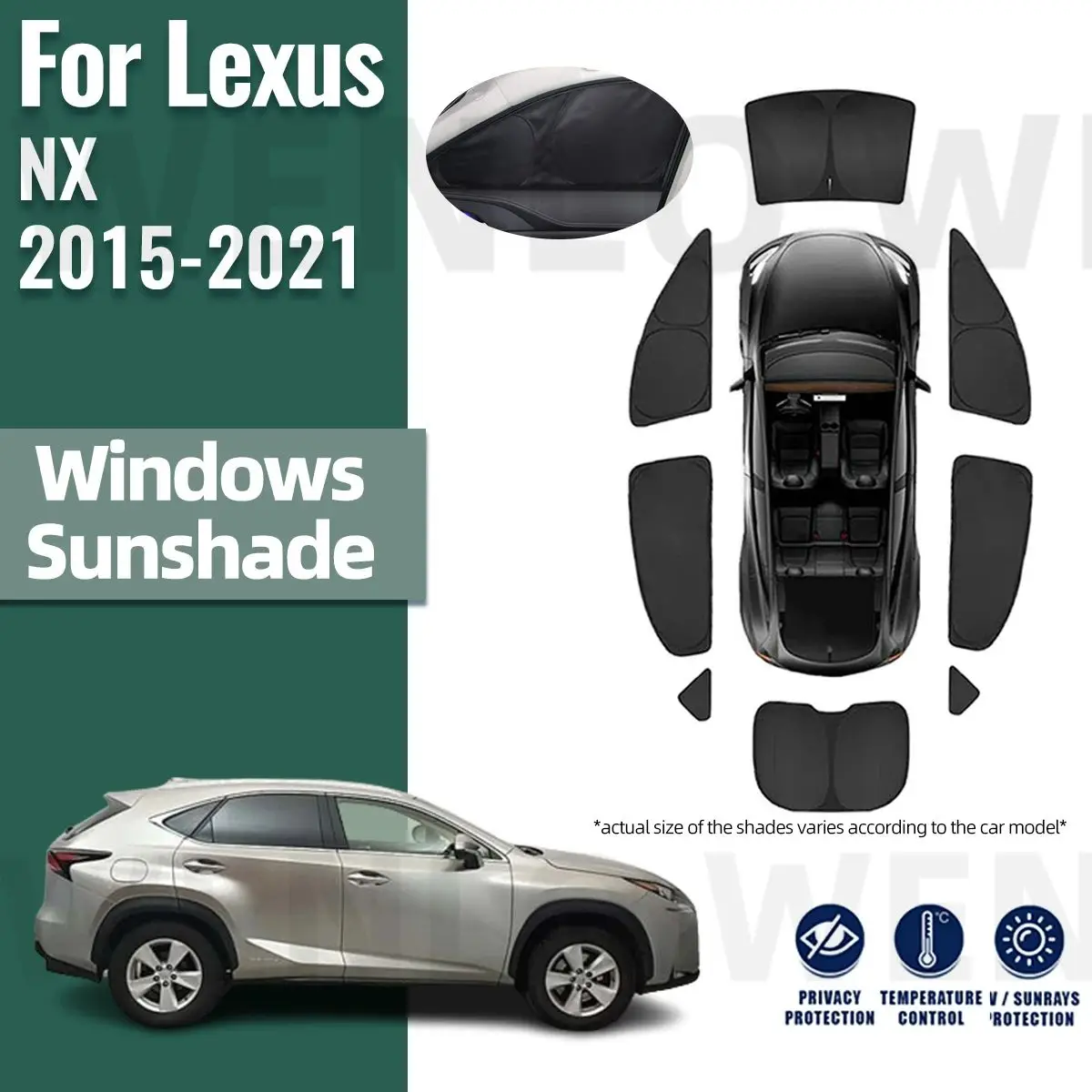 

For Lexus NX NX200H 2015-2021 Full Cover Car Sunshade Shield Front Windshield Frame Curtain Rear Side Window Sun Shades