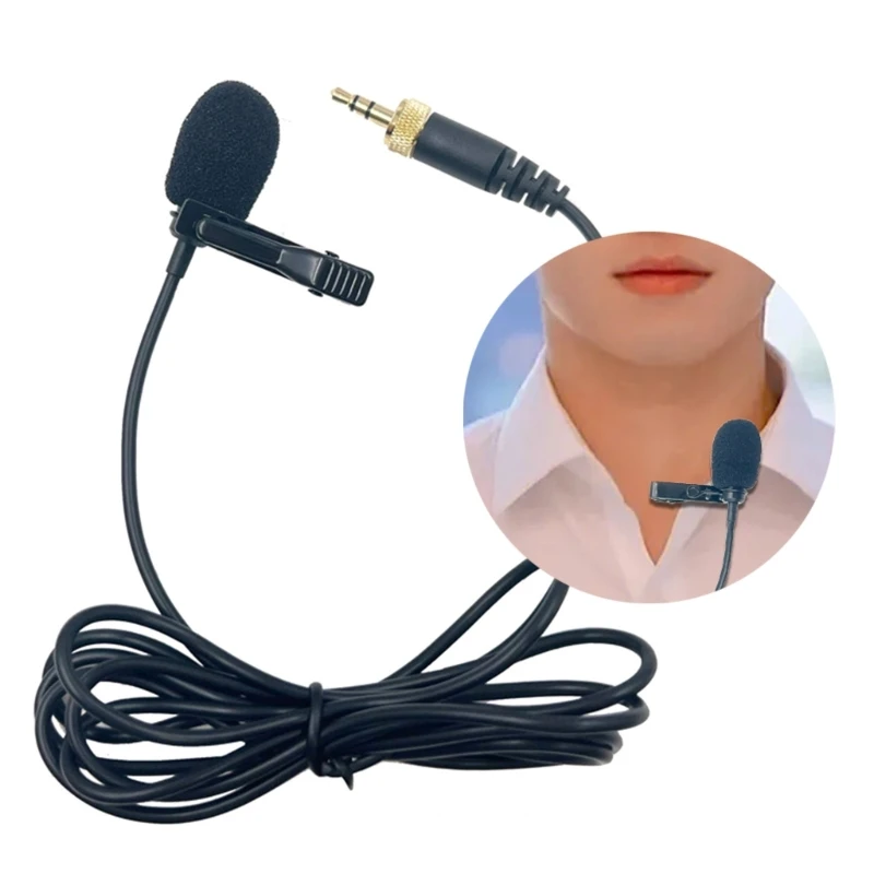 3.5mm Mini Lavalier Microphone Metal Clip Lapel Mic with Foam Windscreen for Mobile Phone PC Laptop Wired for Speaking Audio