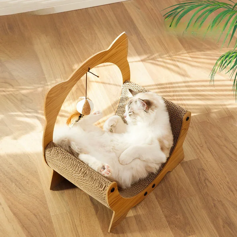 Wooden Cat Toy Scratch Board  Cradle Cat Nest Corrugated Paper Durable Scratch-resistant Multi Functional For Cats Scraper