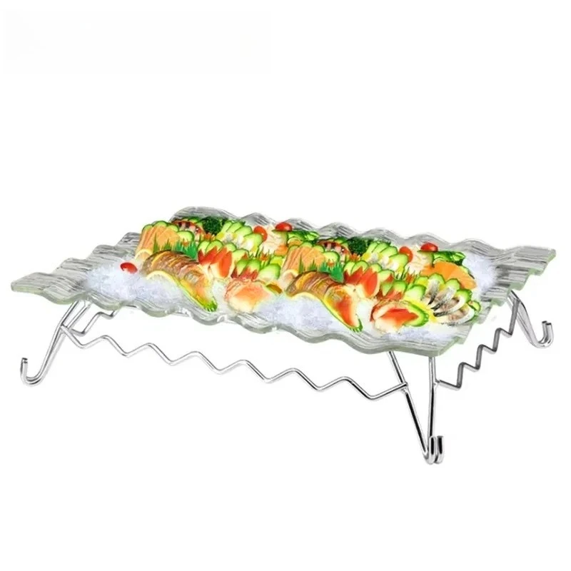 Acrylic Fruit Lace Plate Japanese Korean Style Sushi Seafood Serving Dish Buffet Tray Transparent Decorative Platter for