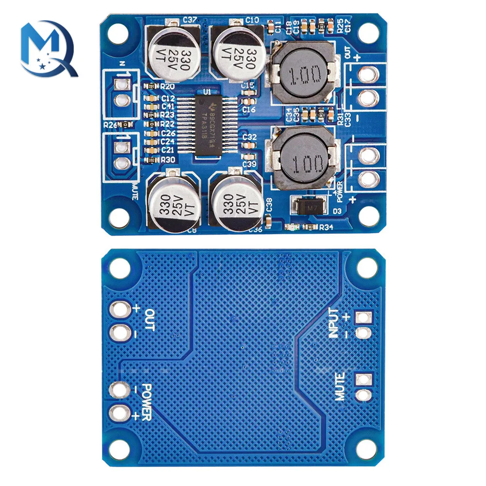 Placa amplificadora de potencia de Audio Digital Mono, módulo Amp, TPA3118D2, cc 12V-24V, 30W, 4-8ohm, 1 unidad